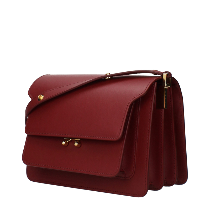 Red leather shoulder bag-null