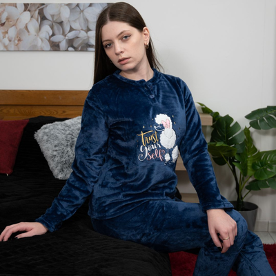 Womens thick velvet pajamas #z1639, Darkblue, medium
