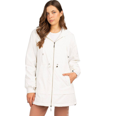 Shiny longline jacket, White, medium