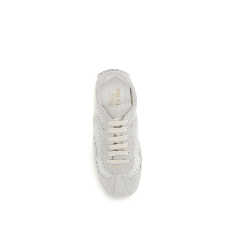 White fabric low top sneakers-null