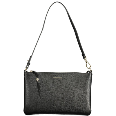 Black leather women handbag, Black, medium
