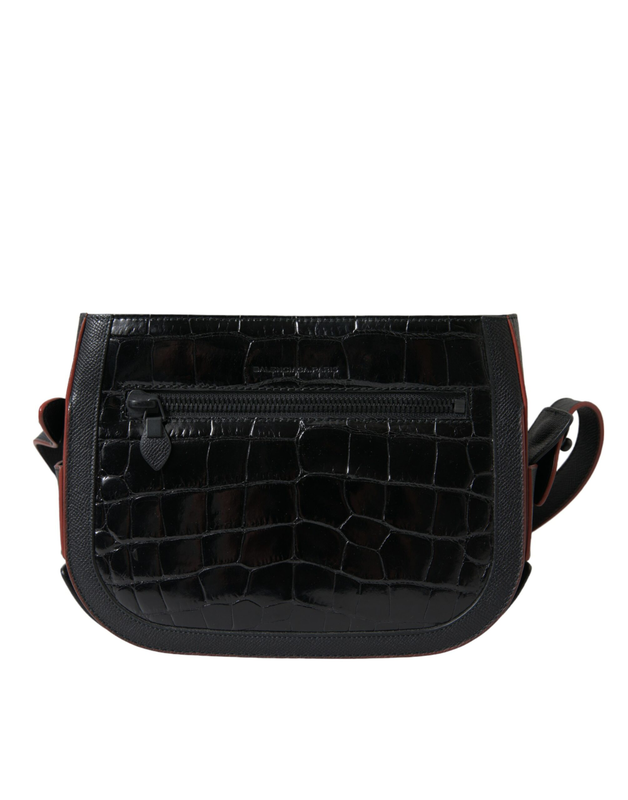 Black exotic leather shoulder crossbody camera bag-null
