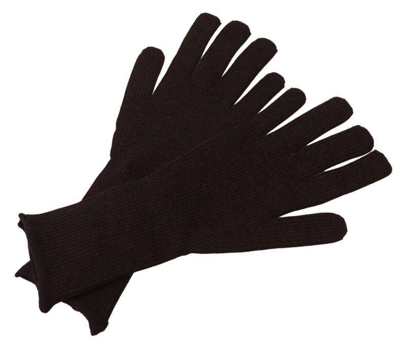 Brown cashmere silk hands mitten mens gloves-null