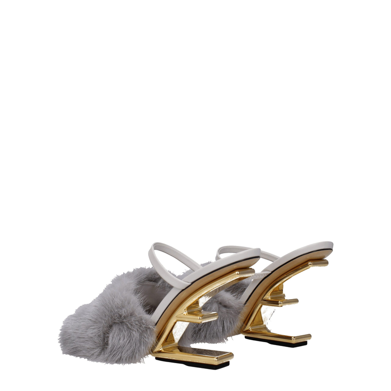 Gray mink slippers-null
