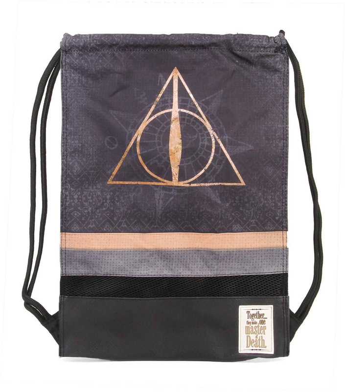 Harry potter deathly hallows black drawstring bag 48cm image number null