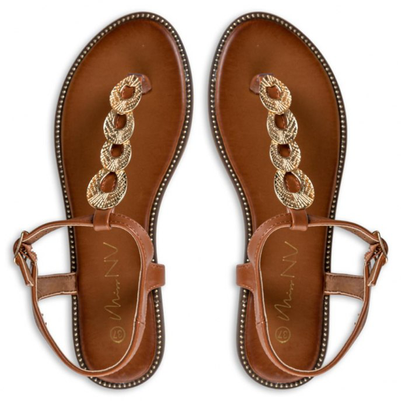 Miss nv flat sandals  , camel-null