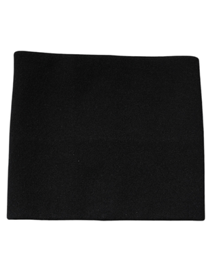 Black cashmere knitted square handkerchief scarf, Black, medium