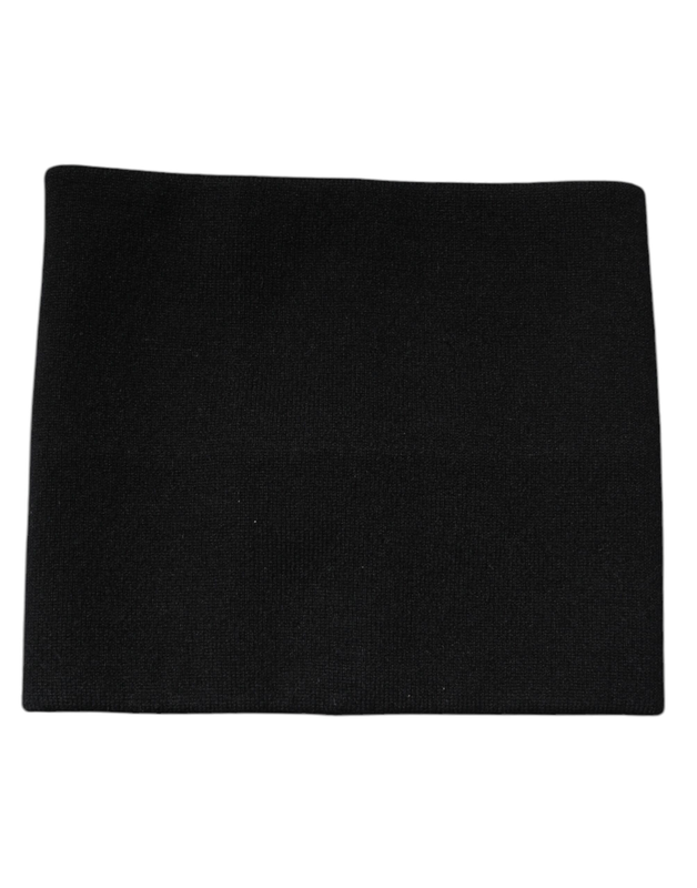 Black cashmere knitted square handkerchief scarf-null