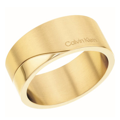 Calvin Klein polished & brushed yg ring minimal circular, , medium