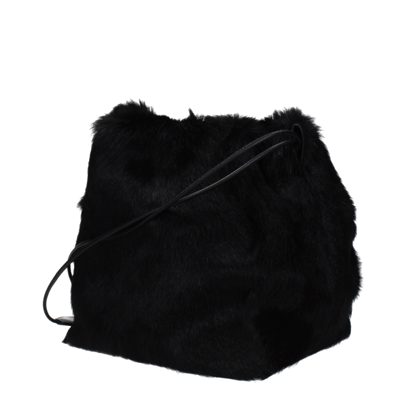 Black fur shoulder bag-null