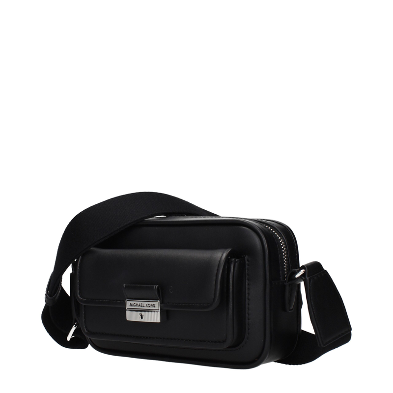 Black leather crossbody bag-null