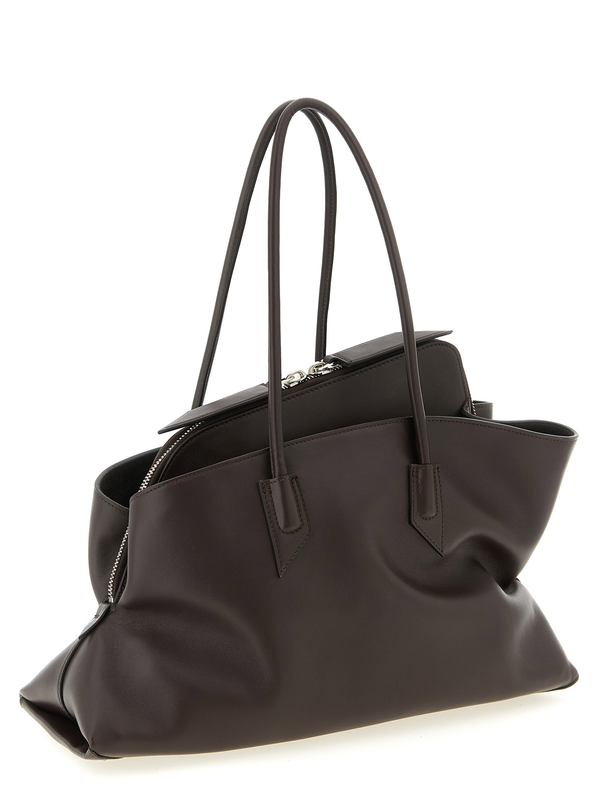 Brown calfskin shoulder bag-null
