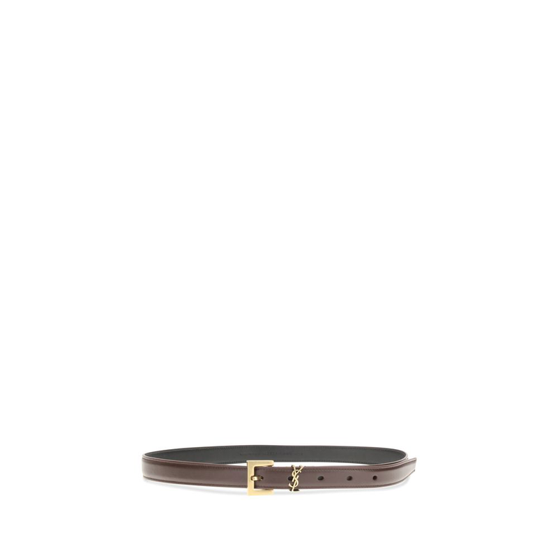 Brown calf leather bos taurus thin belt-null