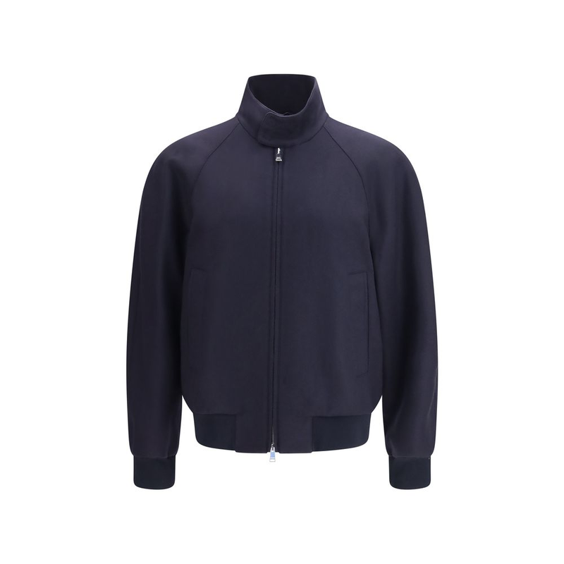 Blue cashmere bomber-null