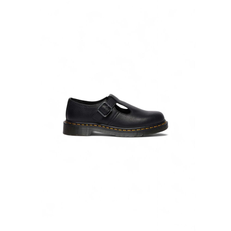 Black leather platform pumps-null