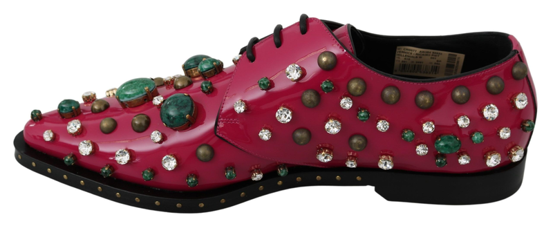 Pink leather crystals dress broque shoes-null