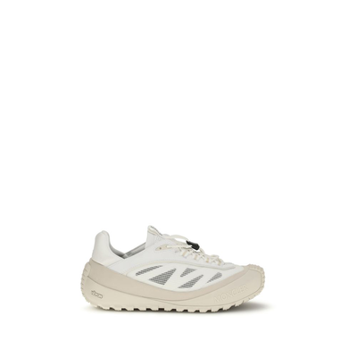 White polyester athletic sneakers, White, medium