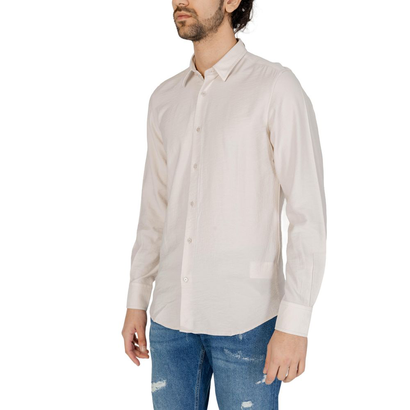 Beige viscose dress shirt-null