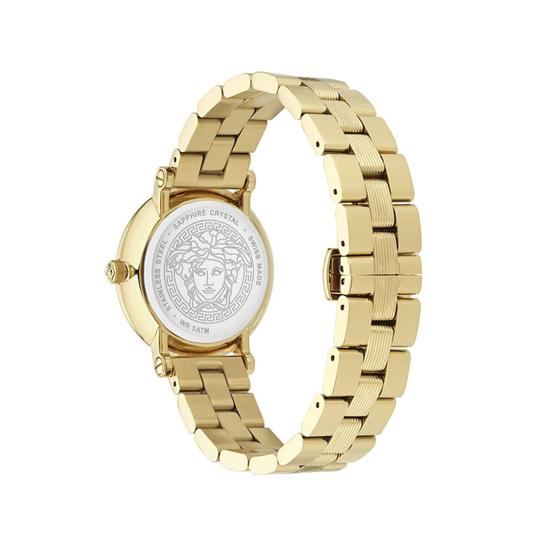 Gold stainless steel dress watch-null