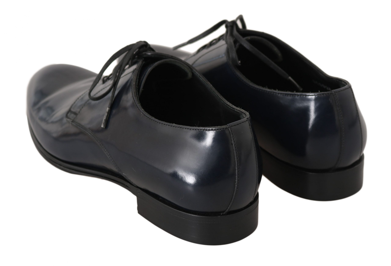 Blue leather dress derby formal mens shoes-null