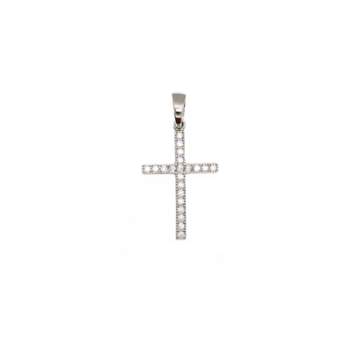 18ct white gold cross with zircons - 50cm, , medium