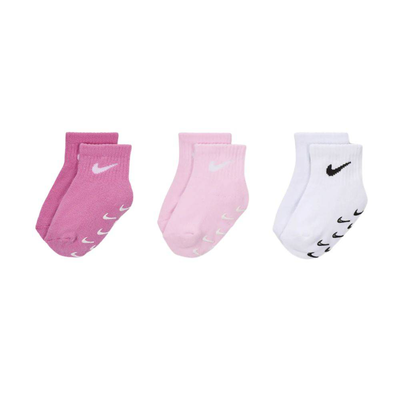 Nike 3pk infant/toddler gripper quarter socks, Flamingo, medium