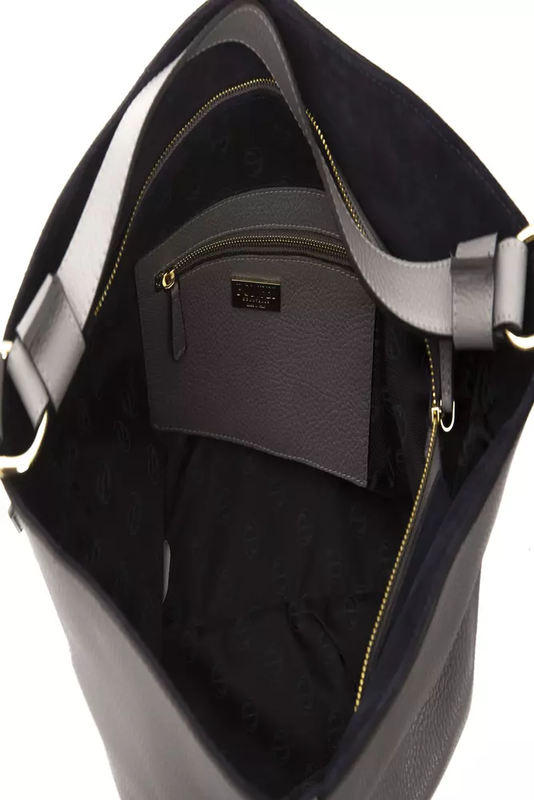 Gray leather women shoulder bag-null