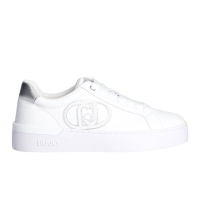 Silvia 93 - leather sneakers with maxi logo, White, medium