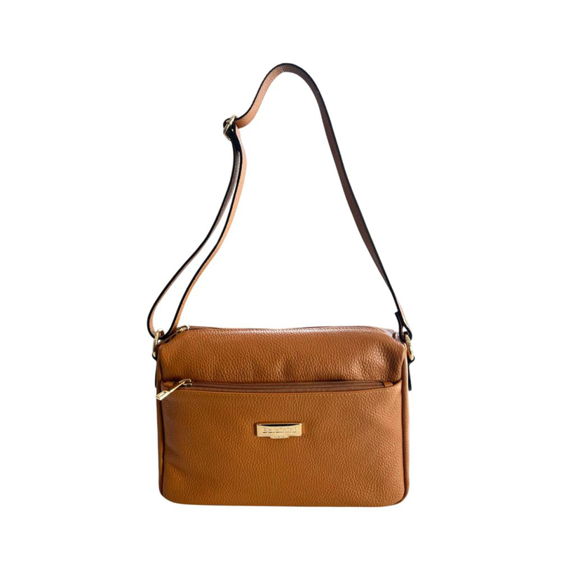 Brown leather women crossbody bag-null