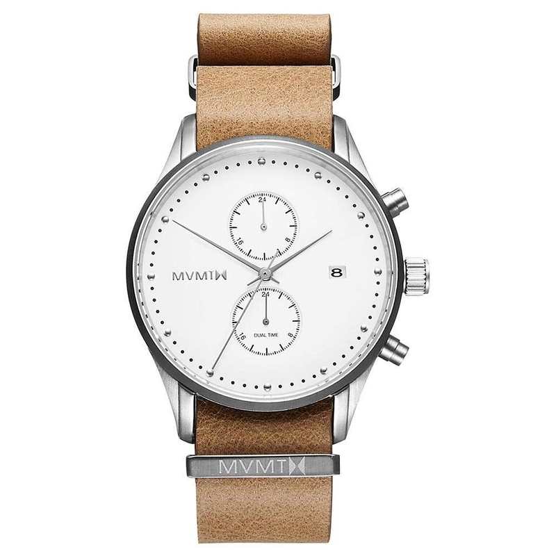 Brown leather dress watch-null