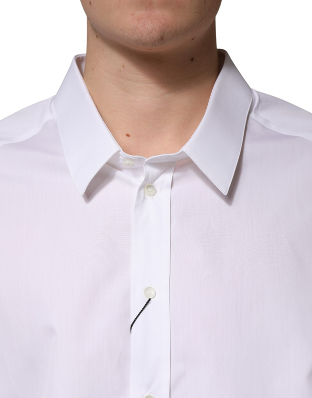 White sartoria cotton collared dress shirt-null