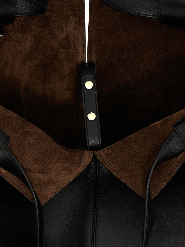 Black calfskin tote bag-null