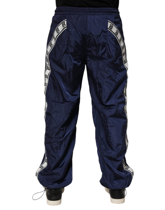 Blue nylon straight jogger sweatpants pants-null
