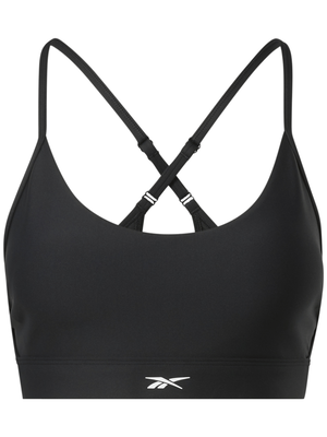 Reebok women lux strappy sports bra, Black/black, medium
