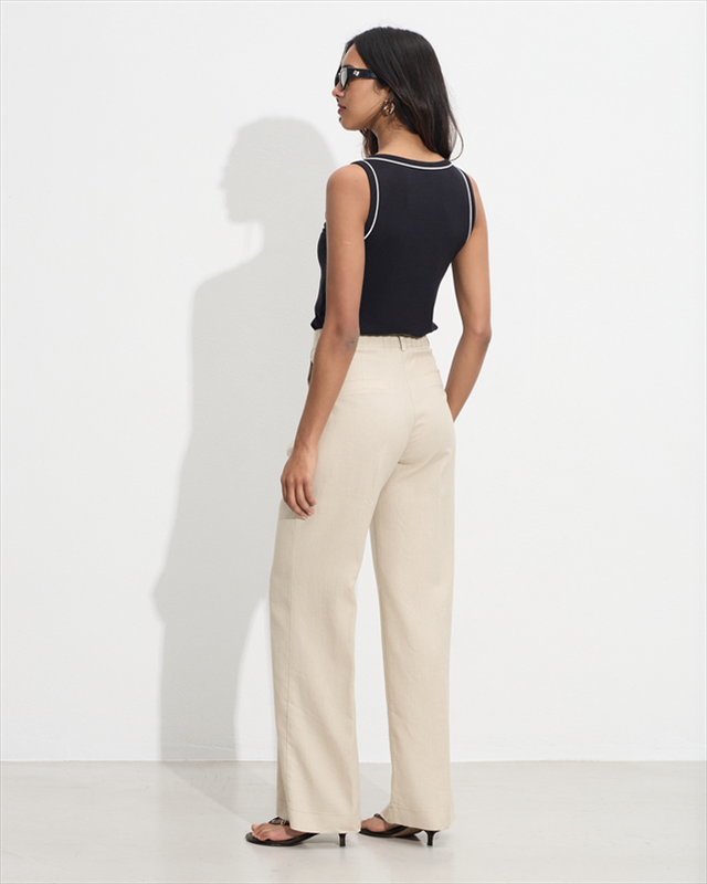 Trouser linen pleated-null