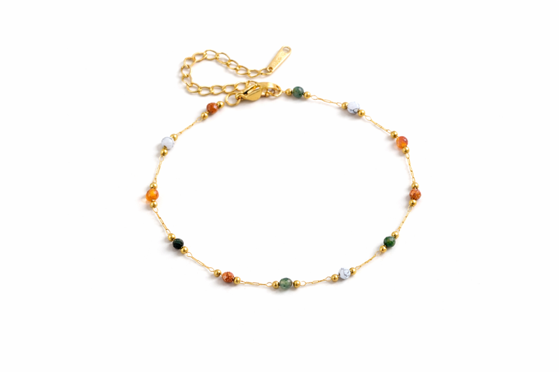 Multi-stone beaded anklet-null