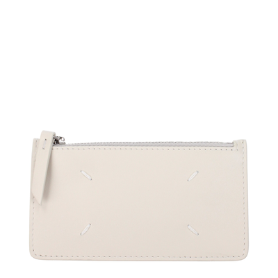 Beige leather wallet, Beige, medium