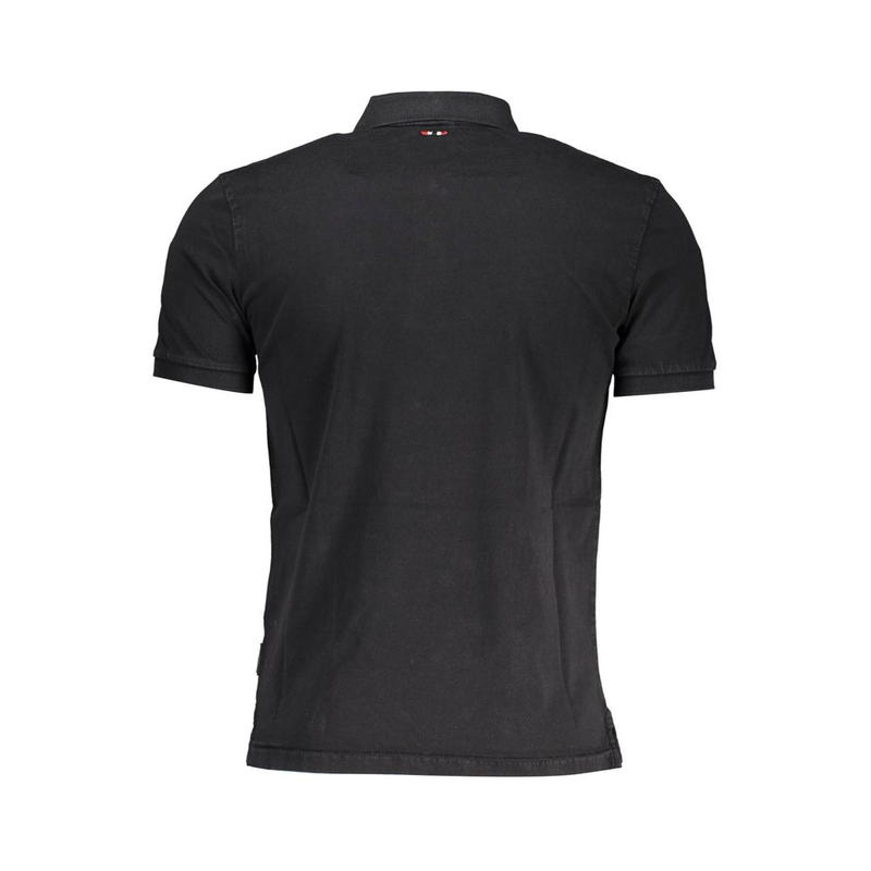 Black cotton men polo shirt-null