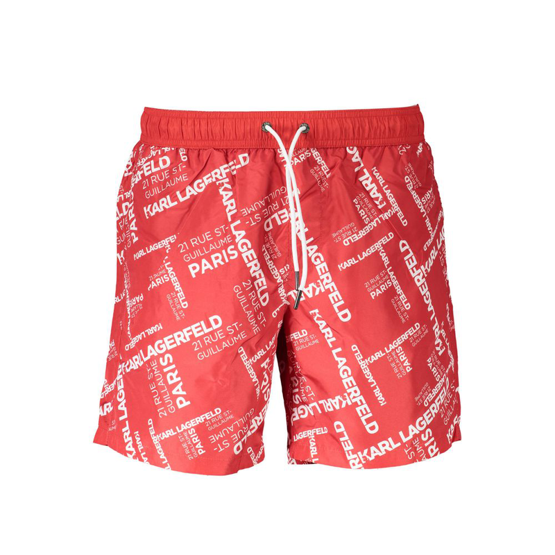 Rosso polyester men's swim boxer-null
