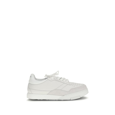 White calf leather bos taurus low top sneakers, White, medium