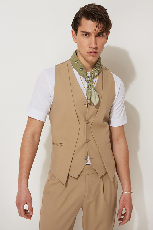 Stefan double brest textured vests-null