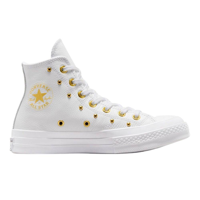 Chuck 70 star studded leather, White / Gold, medium