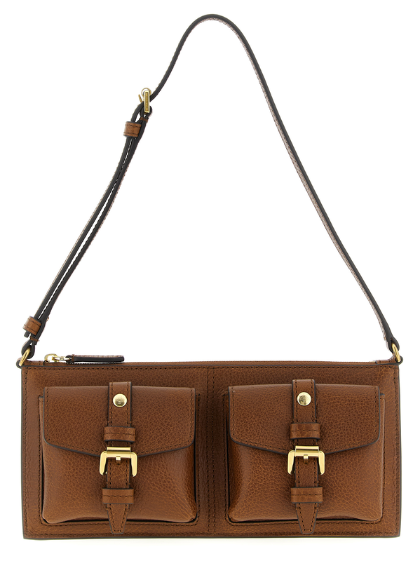 Brown calfskin shoulder bag-null