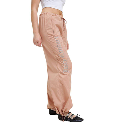 Ayla leg diamante logo parachute pants, Cafe Au Lait, medium