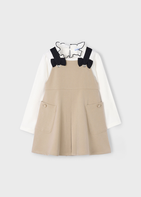 Swan pinafore dress, Beige, medium