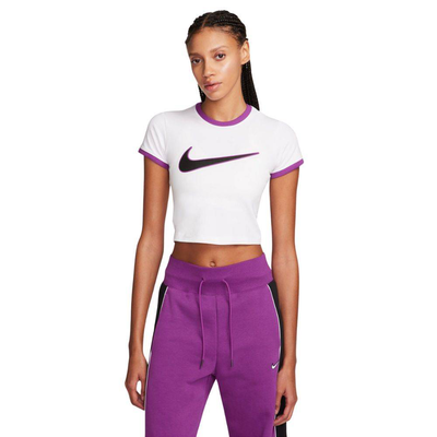 Nike sportswear womens bby cropped top, White / Berry, medium