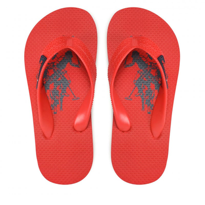 U.s. Polo assn kids vaiak flip flop, Red, medium