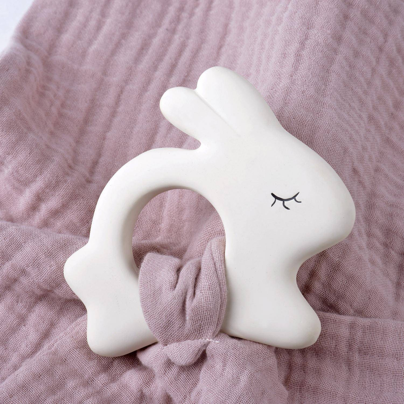 Kikadu rubber rabbit with towel - pale rose-null
