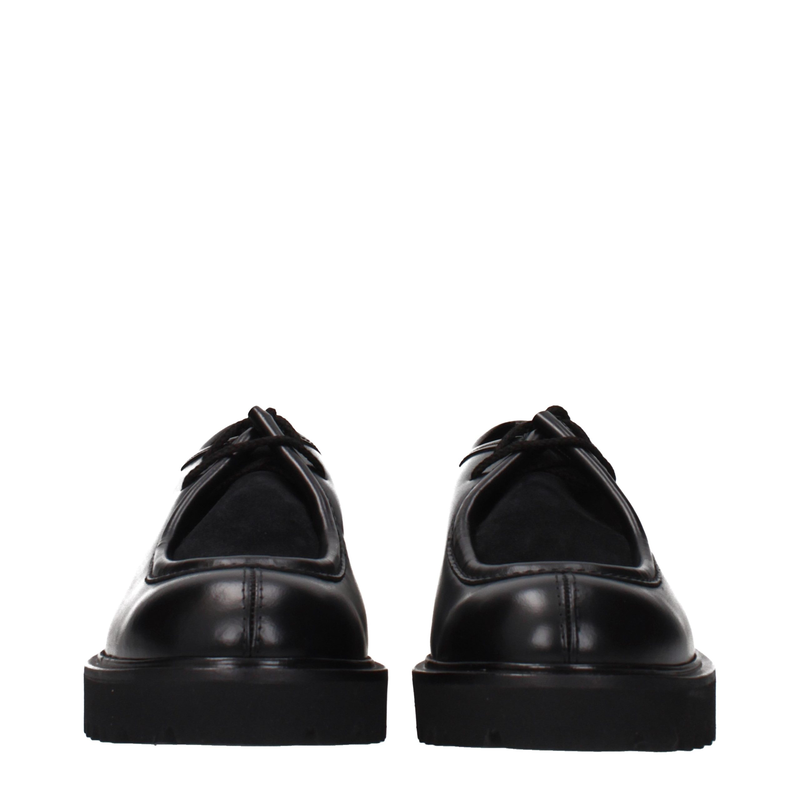 Black leather oxfords and derbies-null