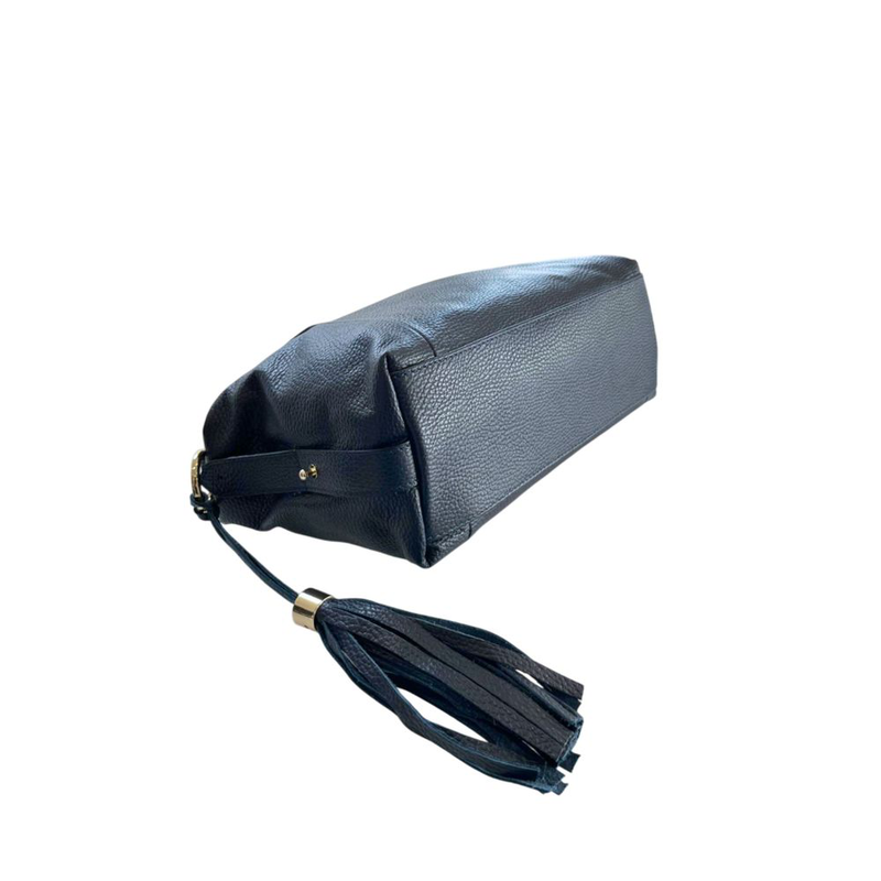 Blue leather women handbag-null